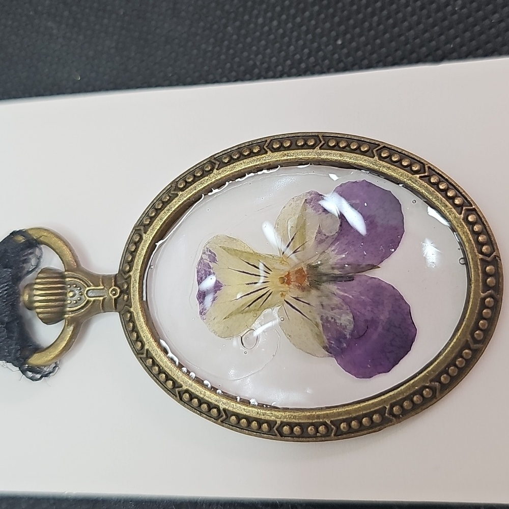 3 for $30 Vintage Lace Necklace featuring Viola Pocket watch pendant - Picture 2 of 2